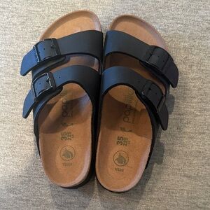 Papillio Woman’s Dual-Strap Black Sandals